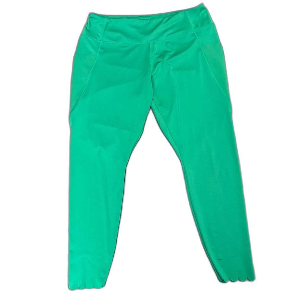 Crown & Ivy Scalloped Ankle Leggings Green Athletic Southern Prep Plus Size 2X